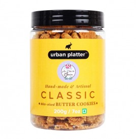 Urban Platter Classic Bite Sized Butter Cookies  Plastic Jar  200 grams
